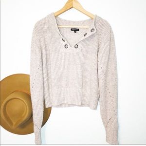 Kendall & Kylie grey lace up cropped sweater